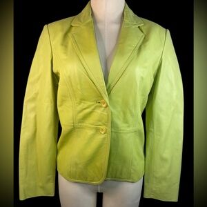 Preston & York Vibrant Green Genuine Lamb Skin Blazer Women’s Medium